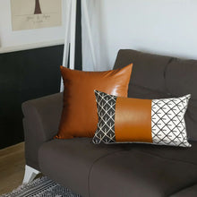 Set of 2 Rustic Brown Geometric Throw Pillow Covers