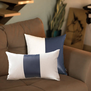 Set of 2 Navy and White Modern Throw Pillow Covers