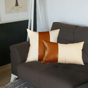 Set of 2 Brown and White Modern Throw Pillow Covers
