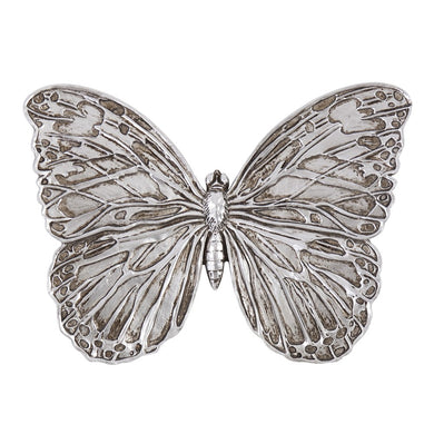 Distressed Silver Textured Butterfly Wall Art