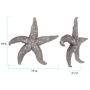 19" Silver Pewter Textured Starfish Wall Art