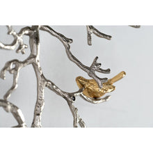 Modern 44" Silver Branch and Golden Birds Wall Art