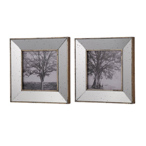 Set of 2 Vintage Style Mirrored Square Picture Frames