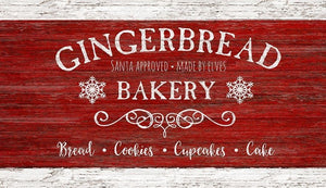 Rustic Vintage Gingerbread Red and White Wall Art