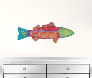 Rustic Orange and Red Whimsy The Fish Wall Art