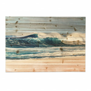 Crashing Waves on the Shoreline Wood Plank Wall Art