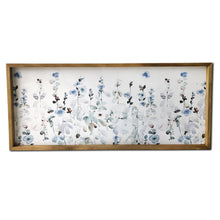 Blue Flower Garden Print Wood Plank Wall Art