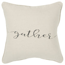 Gray and Cream Canvas Gather Decorative Throw Pillow