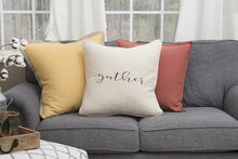 Gray and Cream Canvas Gather Decorative Throw Pillow