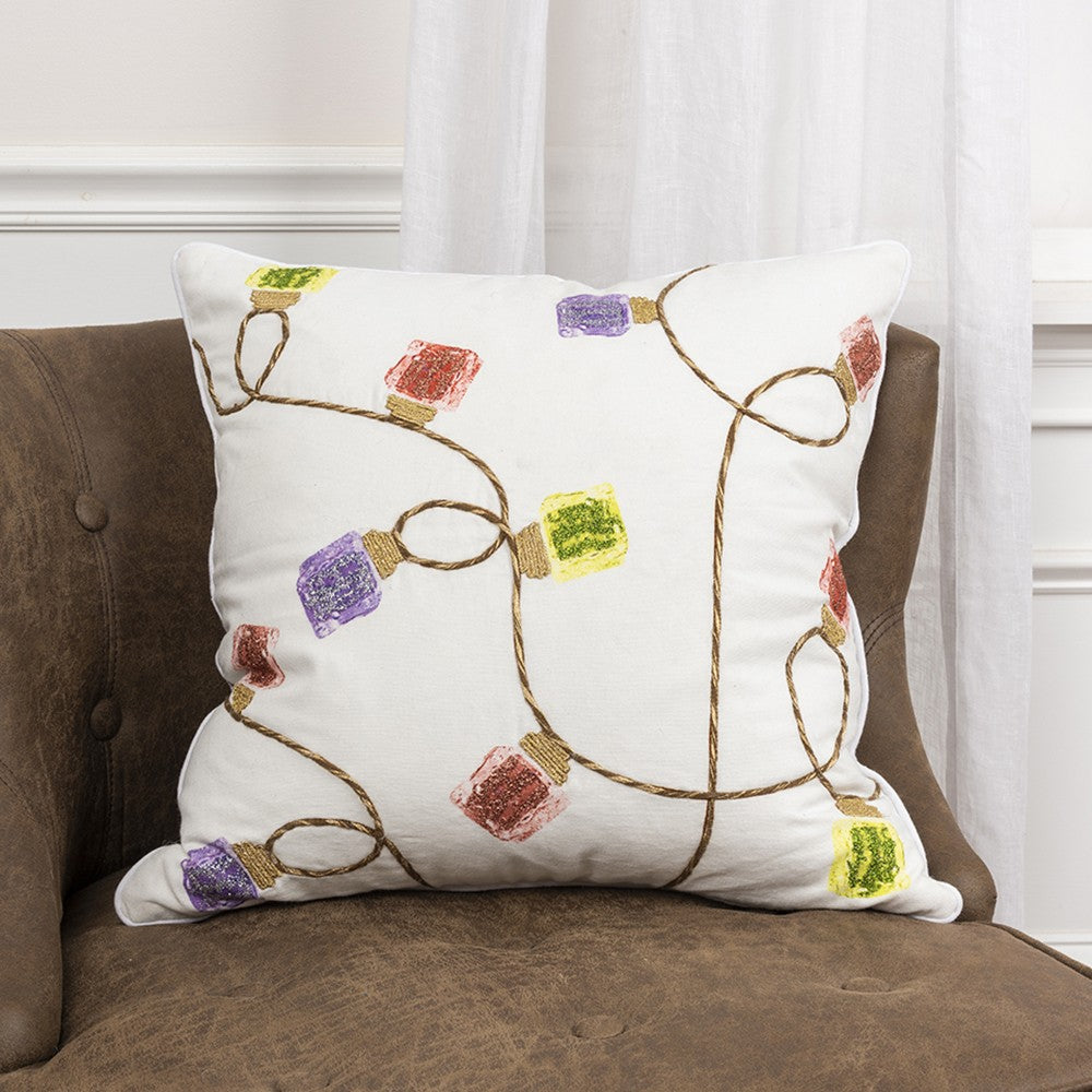 Ivory Retro Colorful Lights Decorative Throw Pillow