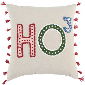 Beige Red Holiday Whimsical Throw Pillow