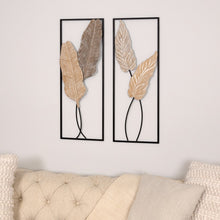 Two Piece Metal Leaves and Branch Wall Art