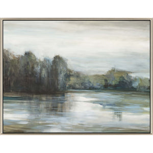 Serenity's Edge Lakeside Landscape Silver Floater Frame Print Wall Art
