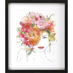 Floral Figure II Lady Blossom Black Shadowbox Print Wall Art