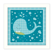 Aqua Blue Baby Whale White Framed Print Wall Art - Buy JJ's Stuff