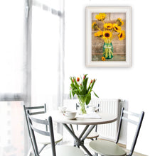 Country Sunflowers in a Mason Jar White Framed Print Wall Art - Buy JJ's Stuff