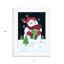 Plaid Stocking Hat Snowman White Framed Print Wall Art - Buy JJ's Stuff