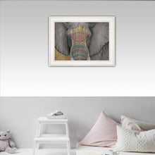 Tattooed Elephant  Trunk White Framed Print Wall Art