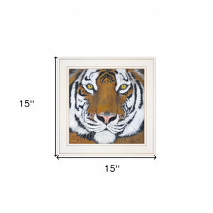 Tiger Gaze 1 White Framed Print Wall Art