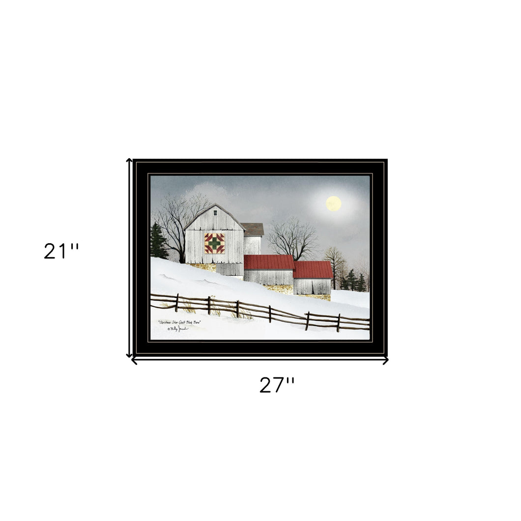 Christmas Star Quilt Block Barn 2 Black Framed Print Wall Art - Buy JJ's Stuff