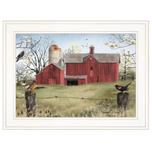 Rustic Red Barn and Birds White Framed Print Wall Art - Buy JJ's Stuff