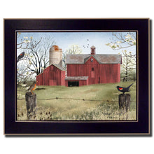 Rustic Red Barn and Birds Black Framed Print Wall Art - Buy JJ's Stuff