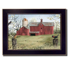 Rustic Red Barn and Birds Black Framed Print Wall Art - Buy JJ's Stuff