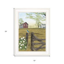 Blue Bird and Mornings Glory on the Farm White Framed Print Wall Art - Buy JJ's Stuff