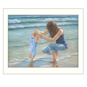 Playing In The Water White Framed Print Wall Art - Buy JJ's Stuff