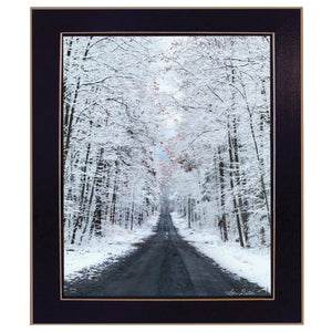 All Roads Lead Home Snowy Winter Lane Black Framed Print Wall Art - Buy JJ's Stuff