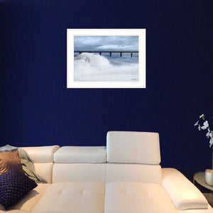 Blue Waves 1 White Framed Print Wall Art - Buy JJ's Stuff