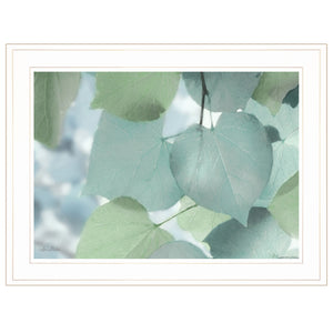 Aqua Leaves 1 White Framed Print Wall Art - Buy JJ's Stuff