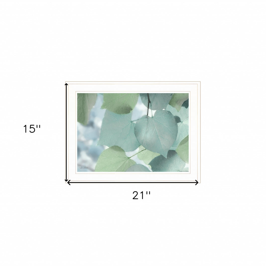 Aqua Leaves 1 White Framed Print Wall Art - Buy JJ's Stuff