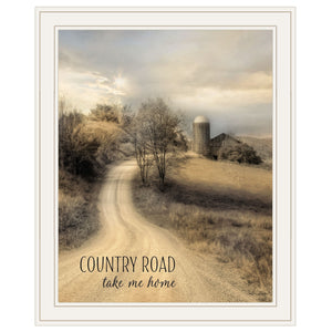 Country Road Take Me 1 White Framed Print Wall Art - Buy JJ's Stuff