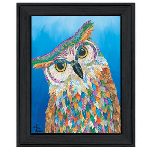 Owl on Blue Black Framed Print Wall Art - Buy JJ's Stuff