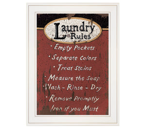 Laundry Rules 3 White Framed Print Laundry Wall Art