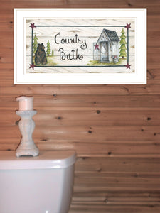 Country Bath 1 White Framed Print Bathroom Wall Art - Buy JJ's Stuff