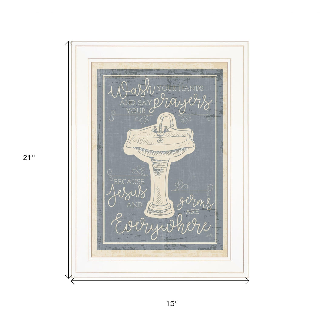 Wash Your Hands 6 White Framed Print Wall Art