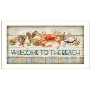 Welcome To The Beach White Framed Print Wall Art