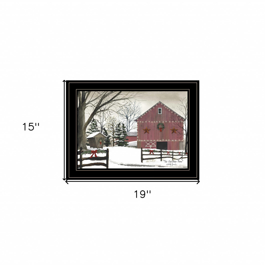 Christmas Barn 2 Black Framed Print Wall Art - Buy JJ's Stuff