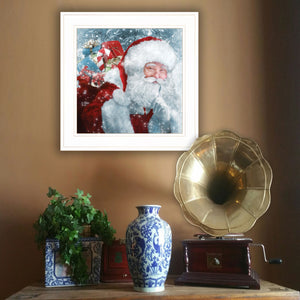 Santa With Presents 1 White Framed Print Wall Art - Buy JJ's Stuff