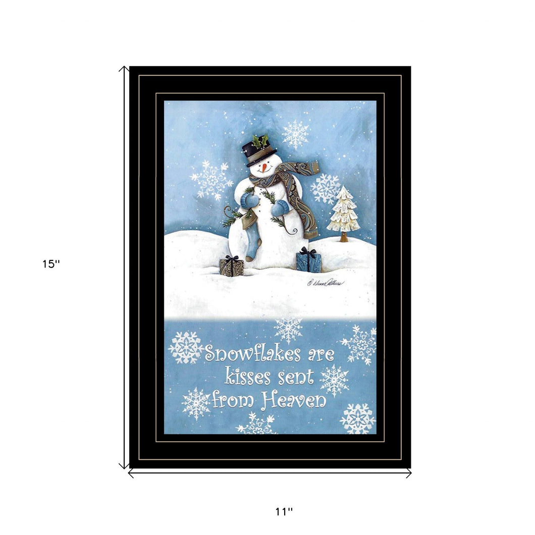 Trendy Snowman 3 Black Framed Print Wall Art