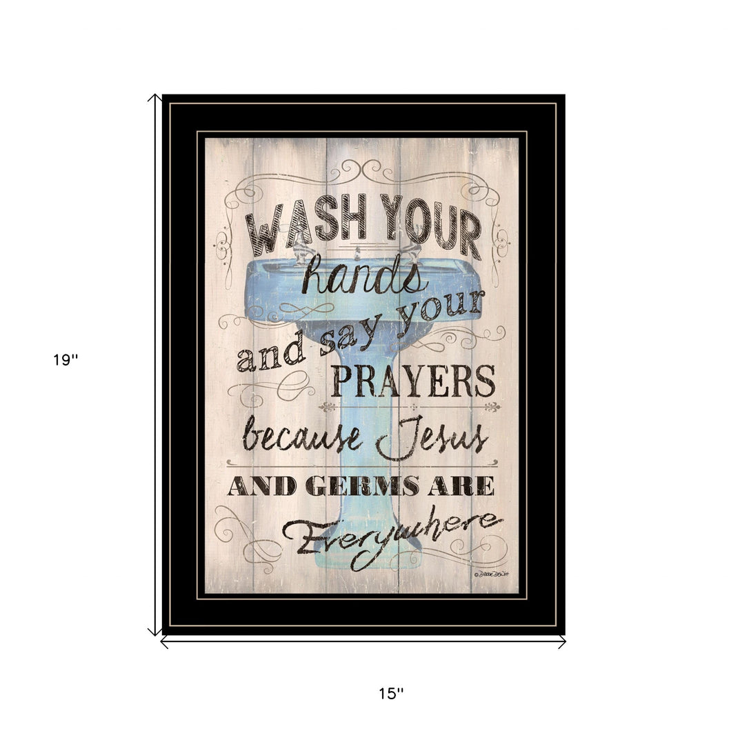 Wash Your Hands Jesus and Germs Black Framed Print Wall Art