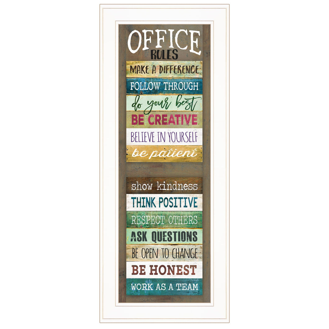 Office Rules 7 White Framed Print Wall Art - Buy JJ's Stuff