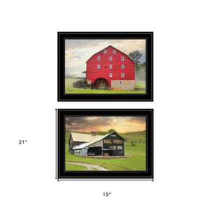 Set Of Two Mail Pouch Barn And Mill 2 Black Framed Print Wall Art