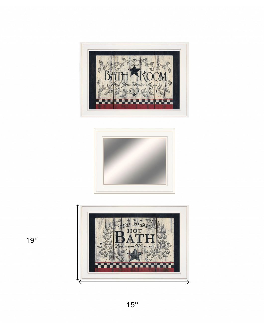 Set Of Three Hot Bath 11 White Framed Print Wall Art - Buy JJ's Stuff