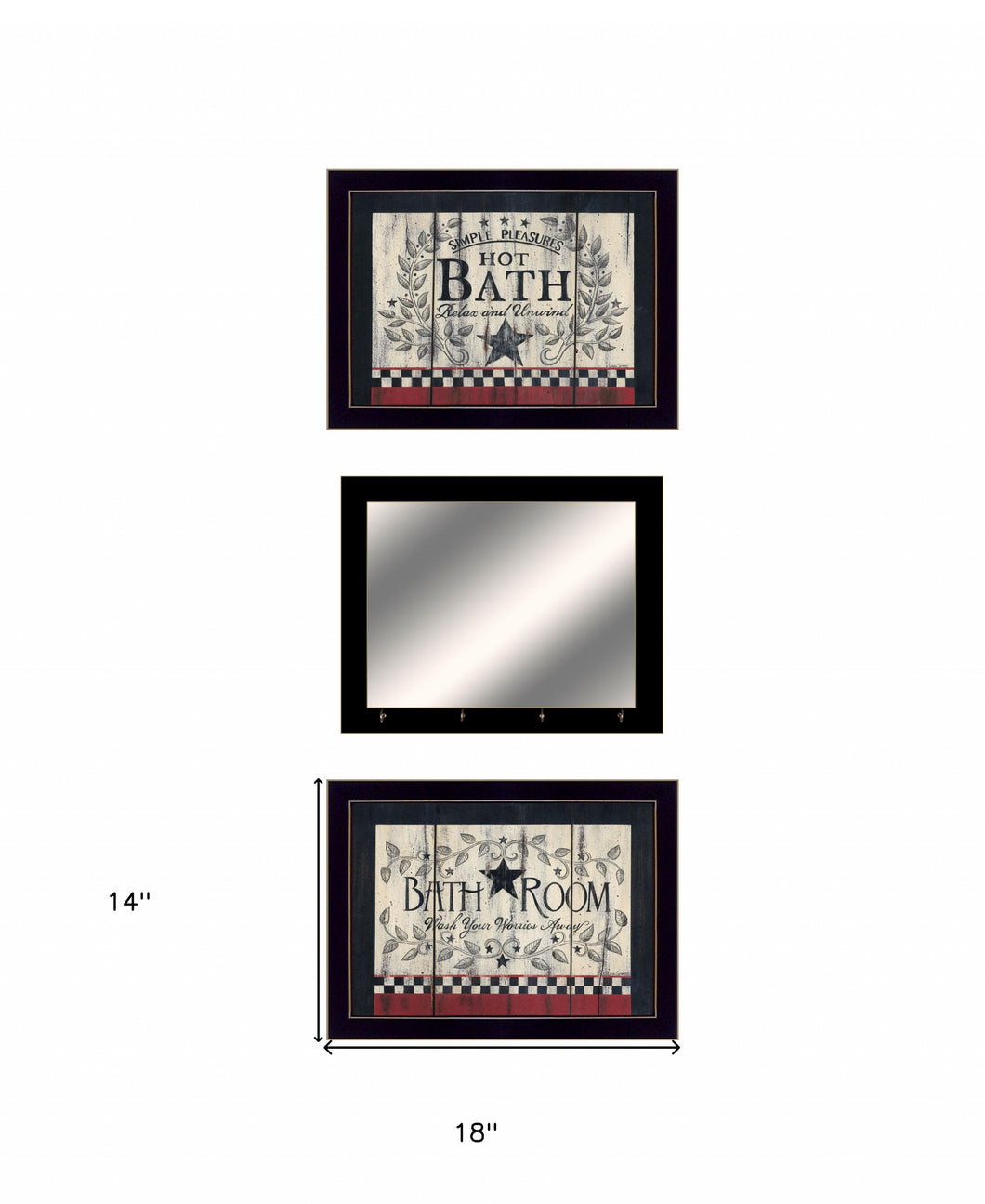 Set Of Three Hot Bath 18 Black Framed Print Wall Art - Buy JJ's Stuff