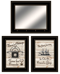 Set Of Three Friendship Journey 7 Black Framed Prints and Mirror with Hooks - Buy JJ's Stuff