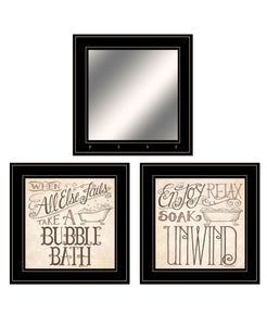 Set Of Three Soak And Unwind 5 Black Framed Print Bathroom Wall Art - Buy JJ's Stuff
