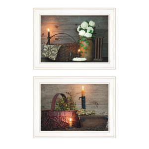 Set Of Two Country Candlelight 4 White Framed Print Wall Art - Buy JJ's Stuff